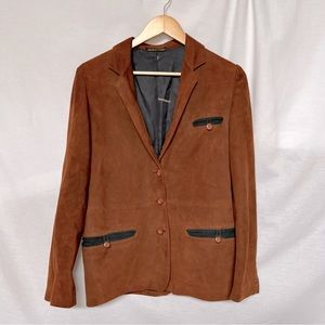 Brown Suede Blazer with Black Accents